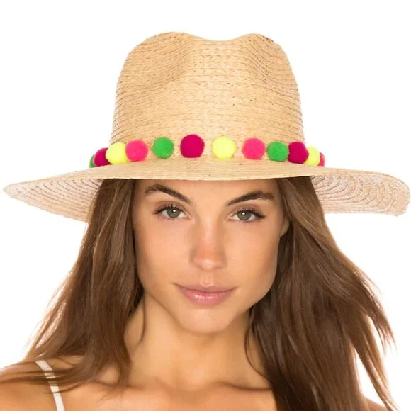 Michael Stars Pom Pompeii Wide Brim Adjustable Hat - Picture 1 of 7